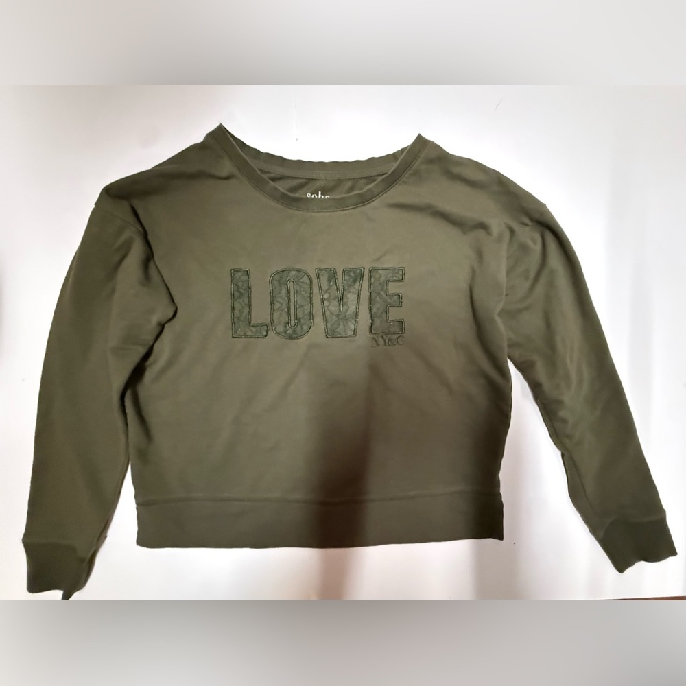 New York & Company(SoHo)  Olive Green Love Sweatshirt